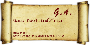 Gass Apollinária névjegykártya